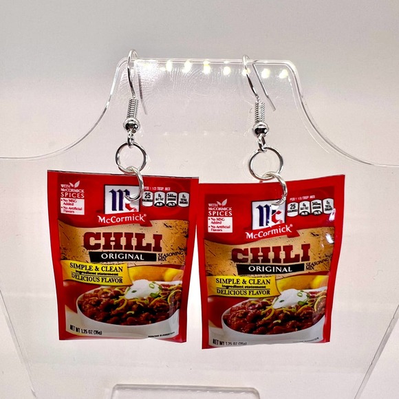 Chili Seasoning Earrings - McCormick Earrings - Spice Earrings - Chef Earrings - Picture 1 of 10